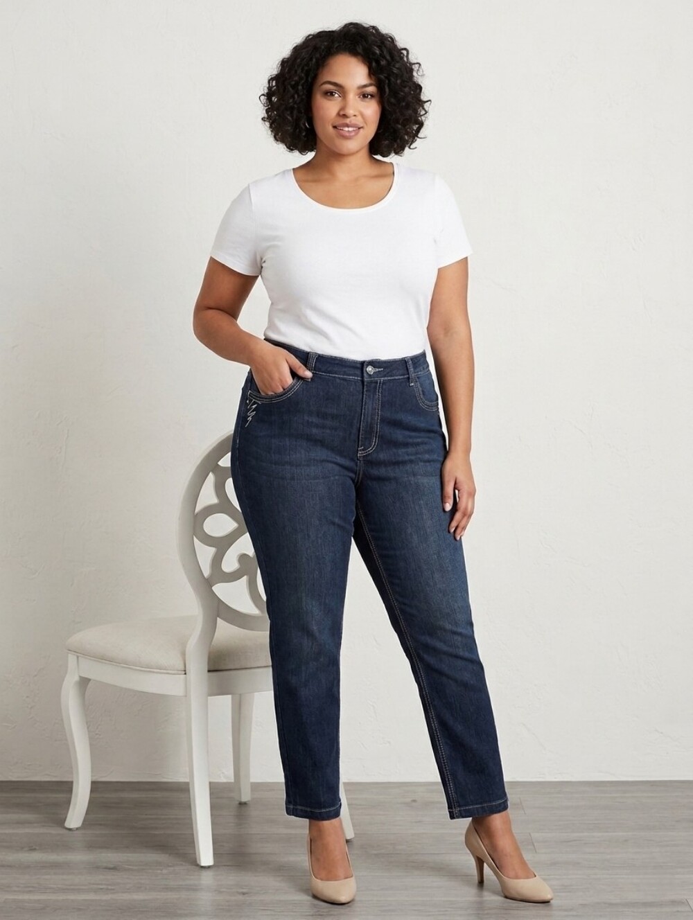 Claire France Y2K Dark Wash Straight Leg Jeans Studded Pockets Plus Size 18